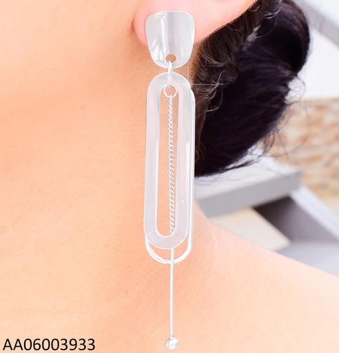 [AA06003933] ARETES PLAT CROQUI OVALOS /CADENITA CENTRO KE112636-BI