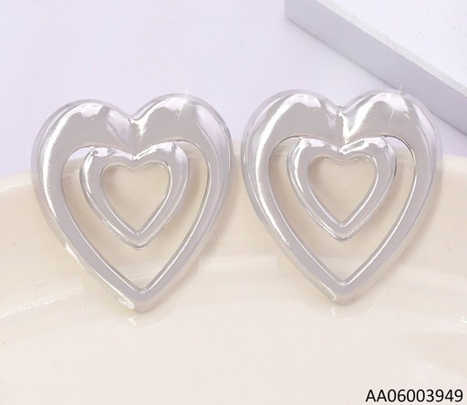 [AA06003949] ARETES PLATEADO CORAZON CROQUI DOBLE KE119242