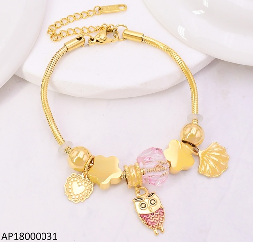 [AP18000031] PANDORA FLEXIBLE DIJES BUHO/FLOR/OSTRA/CORAZON BA2194-45 (C.ROSA)
