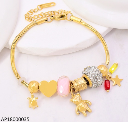 [AP18000035] PANDORA FLEXIBLE DIJES CORAZON/OSO/ESTRELLA BA2191-45 (C.ROSA)