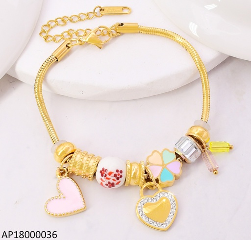 [AP18000036] PANDORA FLEXIBLE DIJES CORAZON/FLOR/PELOTITA FLORAL BA2202-45 (C. ROSA)