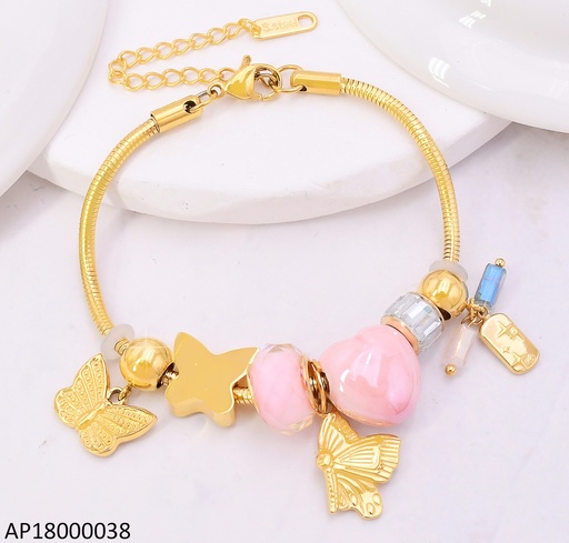 [AP18000038] PANDORA FLEXIBLE DIJE CORAZON/MARIPOSA/RUEDA BA2190-45 (C.ROSA)