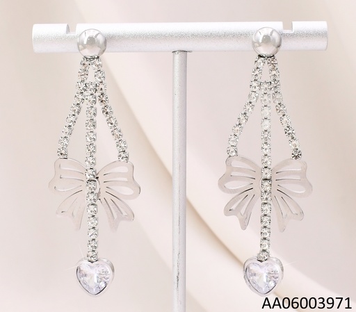 [AA06003971] ARETES PLATEADOS "V" ZIRC C/LAZO KE112644-BI