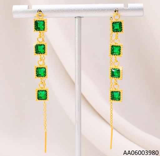 [AA06003980] ARETES CUADROS VERDES KE120486