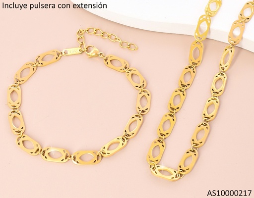 [AS10000217] SET CADENA & PULSERA DISEÑO OVALADO PEQ. 0450-696