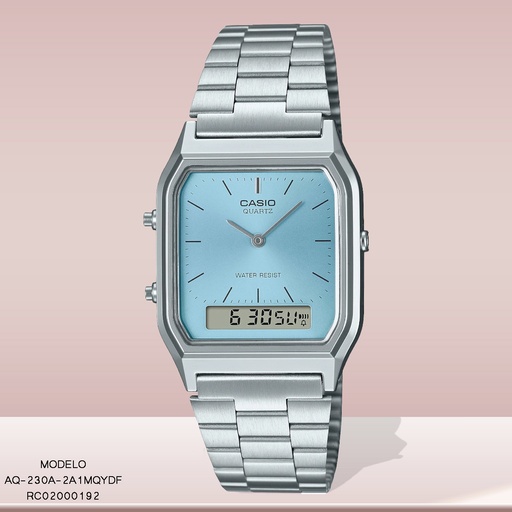 [RC02000192] RELOJ CASIO ANALOGO/DIG DAMA AQ-230A-2A1MQYDF METAL PLAT.