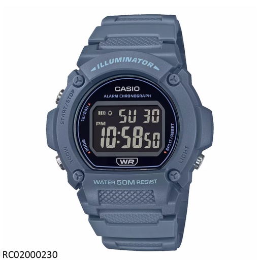 [RC02000230] RELOJ CASIO DIGITAL CAB W-219HC-2BVDF SILICON GRIS