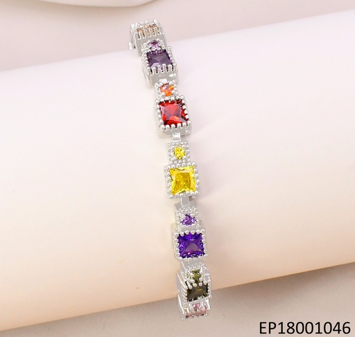 [EP18001046] PULSERA PLAT ZIRC CUADRADAS/ ZIRC RD BE763-318 (TENNIS)