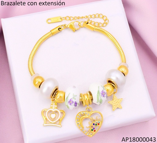 [AP18000043] PANDORA FLEXIBLE DIJES CORAZON/RUEDA FLORAL/CORONA/ESTRELLA  BA2166-45