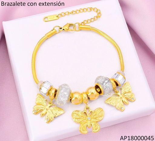 [AP18000045] PANDORA FLEXIBLE DIJES MARIPOSAS/RUEDAS GRISES BA2197-45