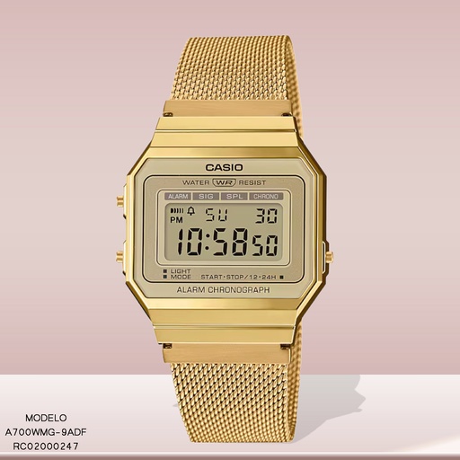 [RC02000247] RELOJ CASIO DIGITAL DAMA A700WMG-9ADF METAL DOR