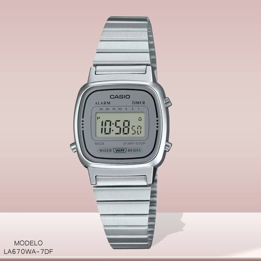 [LA670WA-7DF] RELOJ CASIO DIGITAL DAM. LA670WA-7DF METAL PLAT