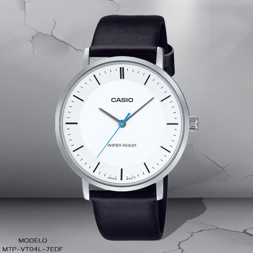 [MTP-VT04L-7EDF] RELOJ CASIO ANALOGO CAB MTP-VT04L-7EDF CUERO NEGRO