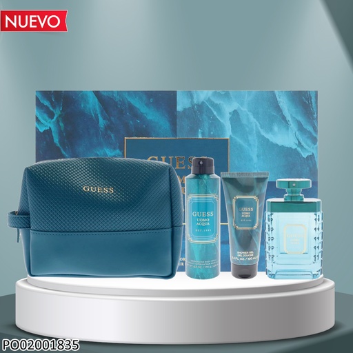 [PO02001835] ESTUCHE PERFUME C/ COSMETIQUERA  GUESS UOMO ACQUA EST. 1981 EDT 100/226/100ML