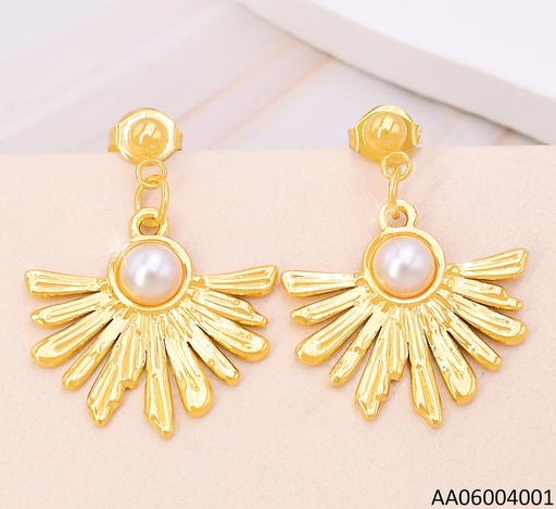[AA06004001] ARETES COLGAR ABANICO INVERTIDO C/PERLA 3196-446