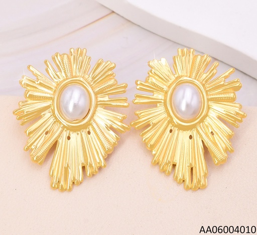 [AA06004010] ARETES DORADO C/RAYOS PERLA OV CENTRO EA1284-45