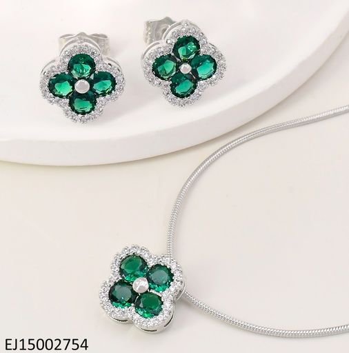 [EJ15002754] SET VAN CLEEF PLAT.C/VERDE BORDES ZIRCONIAS SE770-10