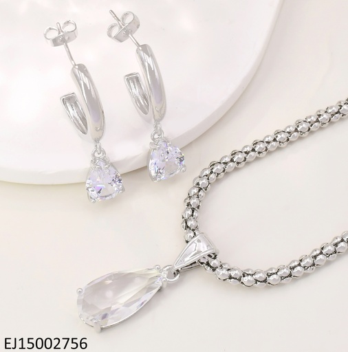 [EJ15002756] SET PLAT.GOTA ZIRCONIA ARETES "C" CAD. PELOTITAS SE1002-9