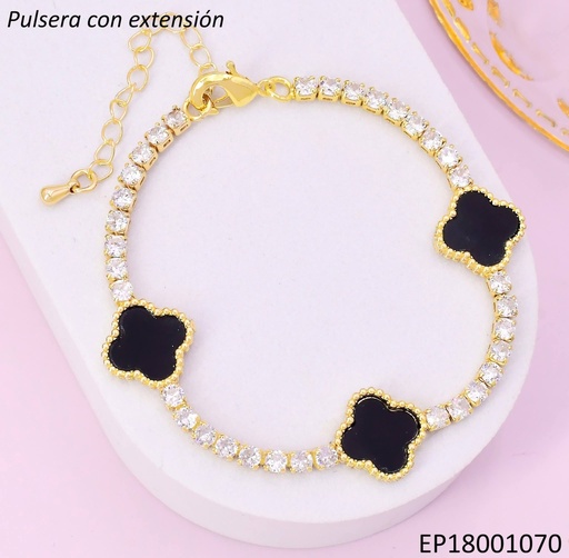 [EP18001070] PULSERA DOR ZIRC CRISTAL/VAN CLEEF NEGRO BE616-9