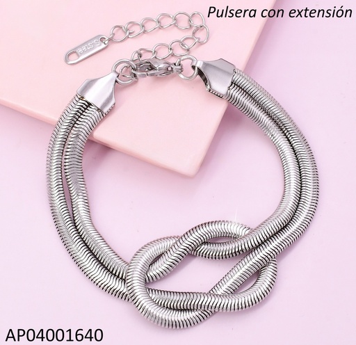 [AP04001640] PULSERA PLAT ESTILO SERPIENTE NUDO CENTRO BA2312-45
