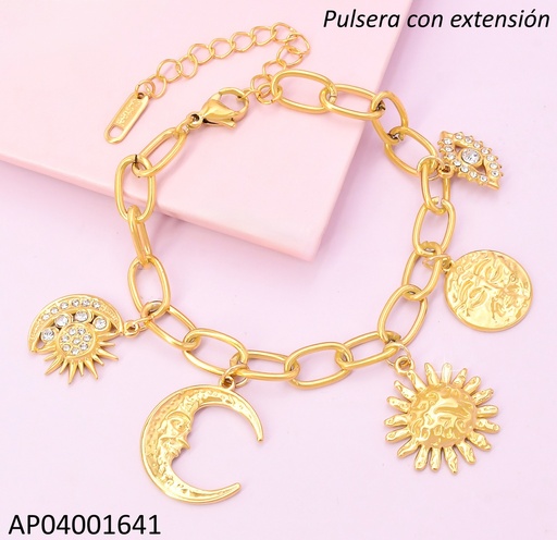 [AP04001641] PULSERA DOR DIJES SOL/LUNA/OJO BA2221-45