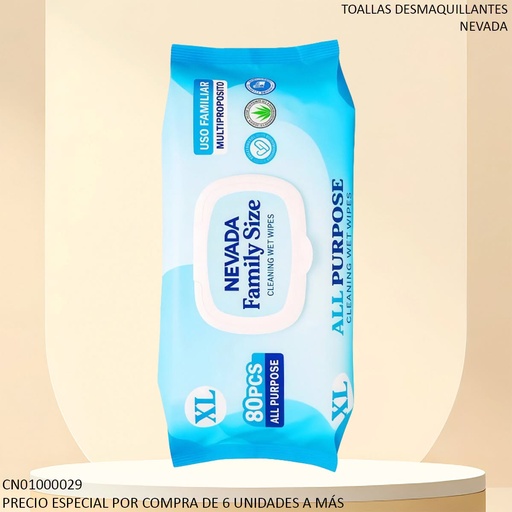 [CN01000029] TOALLAS HUMEDAS NEVADA FAMILY SIZE 80PCS NV90105