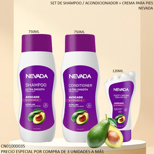 [CN01000035] SET CAPILAR + PIES  NEVADA 750ML/120ML/750 AVOCADO Y VITAMIN A