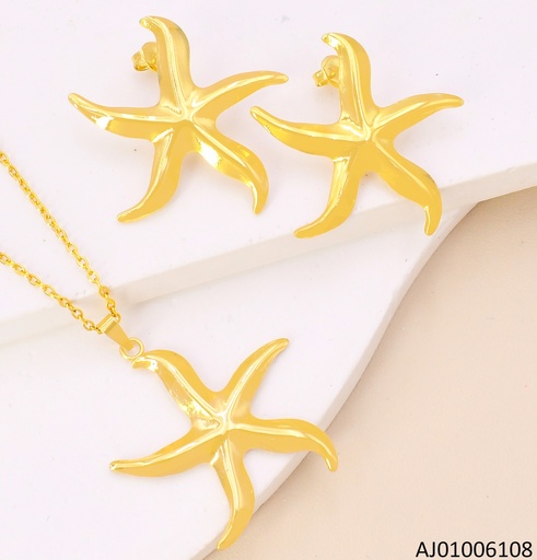 [AJ01006108] SET DORADO ESTRELLA LISA ALARGADA 0641-312