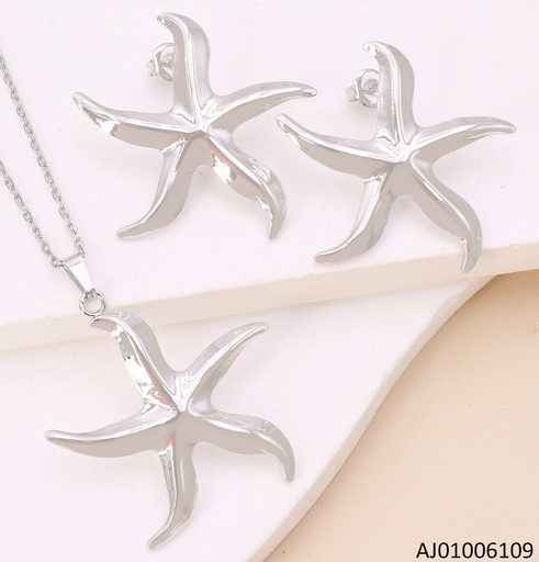 [AJ01006109] SET PLATEADO ESTRELLA LISA ALARGADA 7384-312