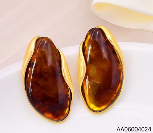 [AA06004024] ARETES OVALO IRREGULAR CAFE  EA1293-416