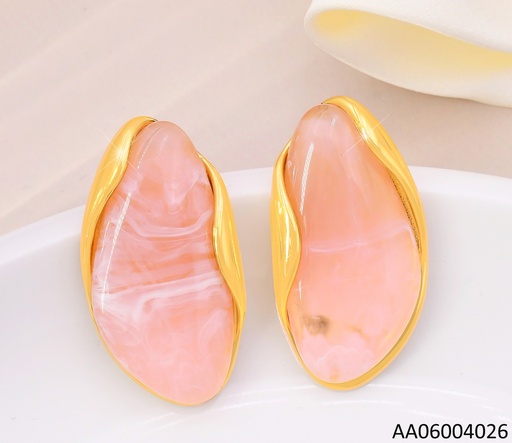 [AA06004026] ARETES OVALO IRREGULAR ROSA EA1295-416