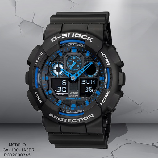 [RC02000345] RELOJ CASIO G-SHOCK ANALOGO CAB GA-100-1A2DR SILICON NEGRO
