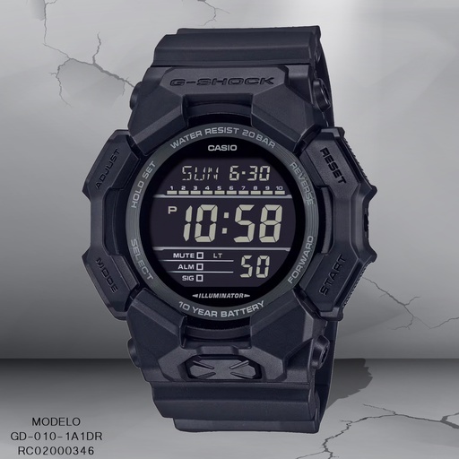 [RC02000346] RELOJ CASIO G-SHOCK DIGITAL CAB GD-010-1A1DR SILICON NEGRO