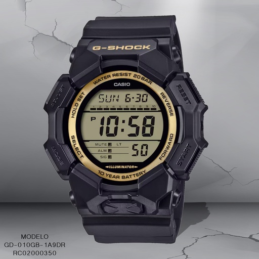 [RC02000350] RELOJ CASIO G-SHOCK DIGITAL CAB GD-010GB-1A9DR SILICON NEGRO