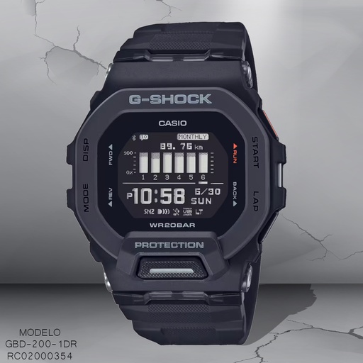 [RC02000354] RELOJ CASIO G-SHOCK DIGITAL C/BLUETOOTH CAB GBD-200-1DR NEGRO