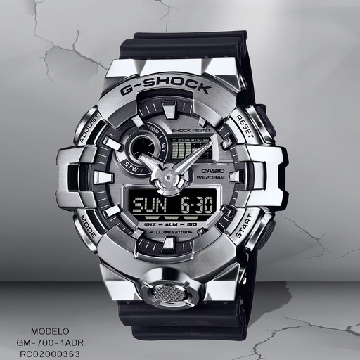 [RC02000363] RELOJ CASIO G-SHOCK ANA/DIG CAB GM-700-1ADR SILICON NEGRO