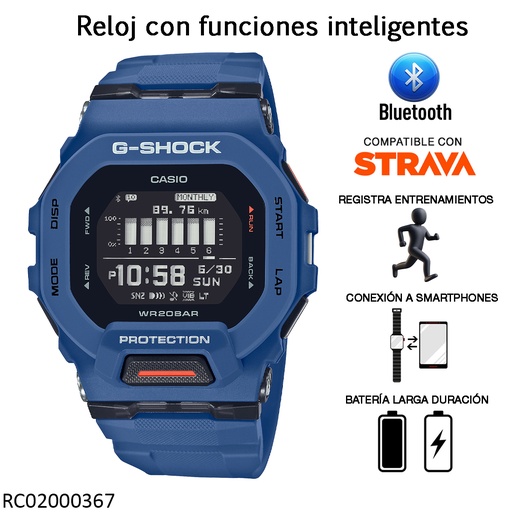[RC02000367] RELOJ CASIO G-SHOCK DIGITAL /BLUETOOTH CAB GBD-200-2DR SILICON AZUL