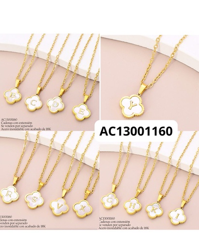 [AC13001160] CADENAS DOR VAN CLEER NACAR INICIALES  (ACERO INOX. ACABADO 18K.) P25070035