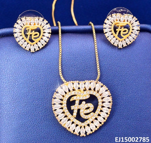 [EJ15002785] SET DORADO CROQUI CORAZON "FE" CENTRO SE1214-6