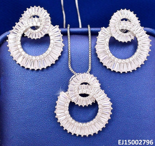 [EJ15002796] SET PLAT CROQUI CIRCULO ENTRELAZADOS ZIRC. RECT. SE1233-6