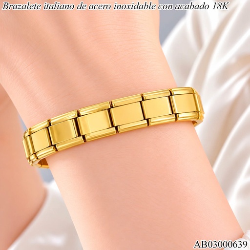 [AB03000639] BRAZALETE ITALIANO 18K GOLD ACERO INOX.20CM