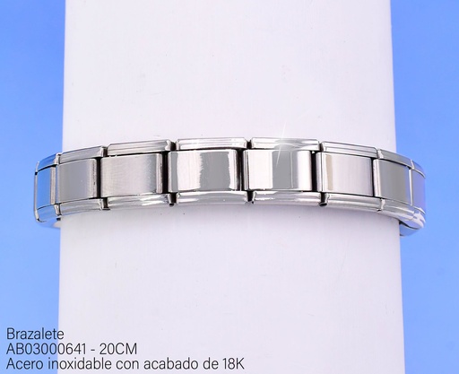 [AB03000641] BRAZALETE ITALIANO SILVER ACERO INOX.20CM
