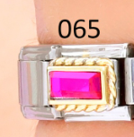 [AC19000065] CHARM ITALIANO SILVER ACERO INOX. 9*10MM ZIRC.FUCSIA