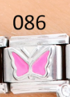 [AC19000086] CHARM ITALIANO SILVER ACERO INOX. 9*10MM MARIPOSA ROSA