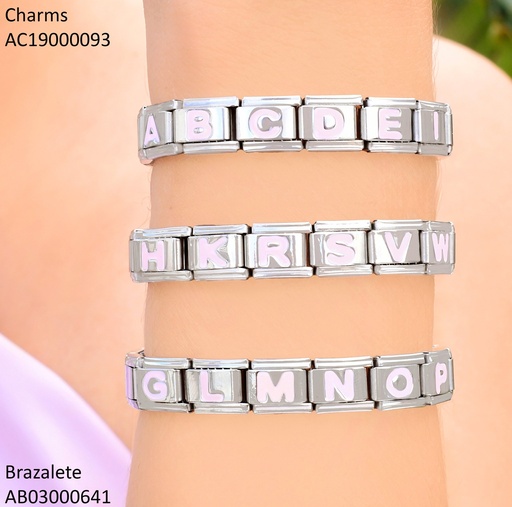[AC19000093] CHARM ITALIANO SILVER ACERO INOX. 9*10MM LETRAS