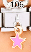 [AC19000106] CHARM ITALIANO SILVER ACERO INOX. 9*10MM C/ESTRELLA ROSA