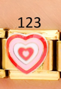 [AC19000123] CHARM ITALIANO 18K ACERO INOX.9*10MM CORAZON FUCSIA