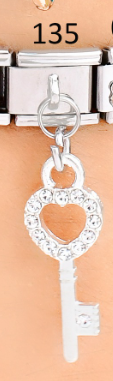 [AC19000135] CHARM ITALIANO SILVER ACERO INOX.9*10MM LLAVE ZIRC.