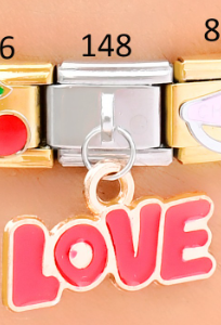 [AC19000148] CHARM ITALIANO 18K GOLD-SILVER ACERO INOX.9*10MM LOVE