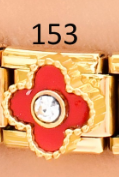 [AC19000153] CHARM ITALIANO 18K ACERO INOX.9*10MM VAN CLEEF ZIRC.ROJO